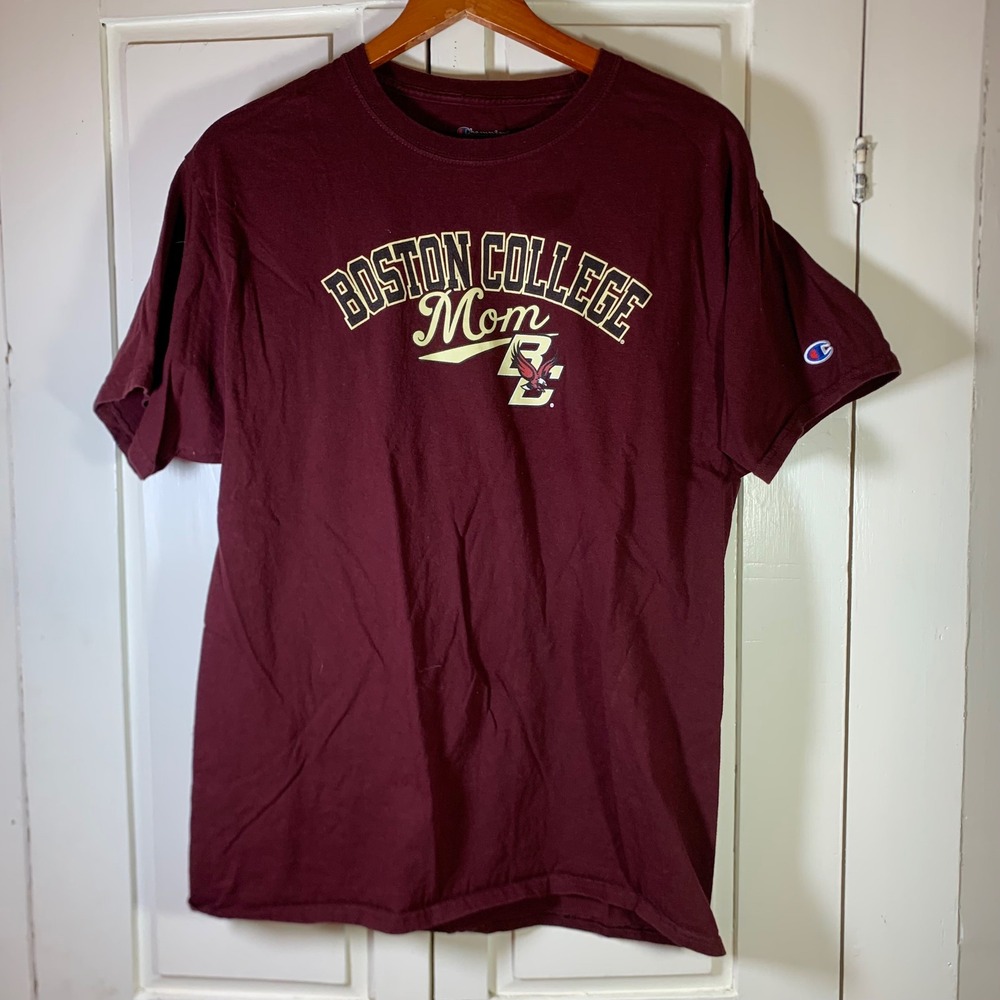 Champion Boston College Mom T-Shirt Maroon Graphic Tee Womens Large BC Eagles - Picture 1 of 7